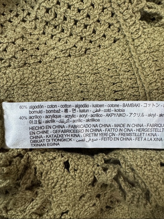 Zara Khaki Olive Green Knit Crochet Cut Out Swim Cover Mini Dress Size Medium - Picture 13 of 13